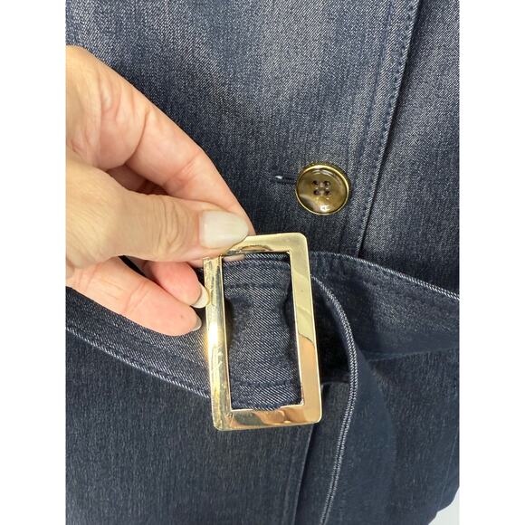 Caché Denim Trench Coat Women’s Small Y2K Glam Parisian Old Money - Picture 5 of 11